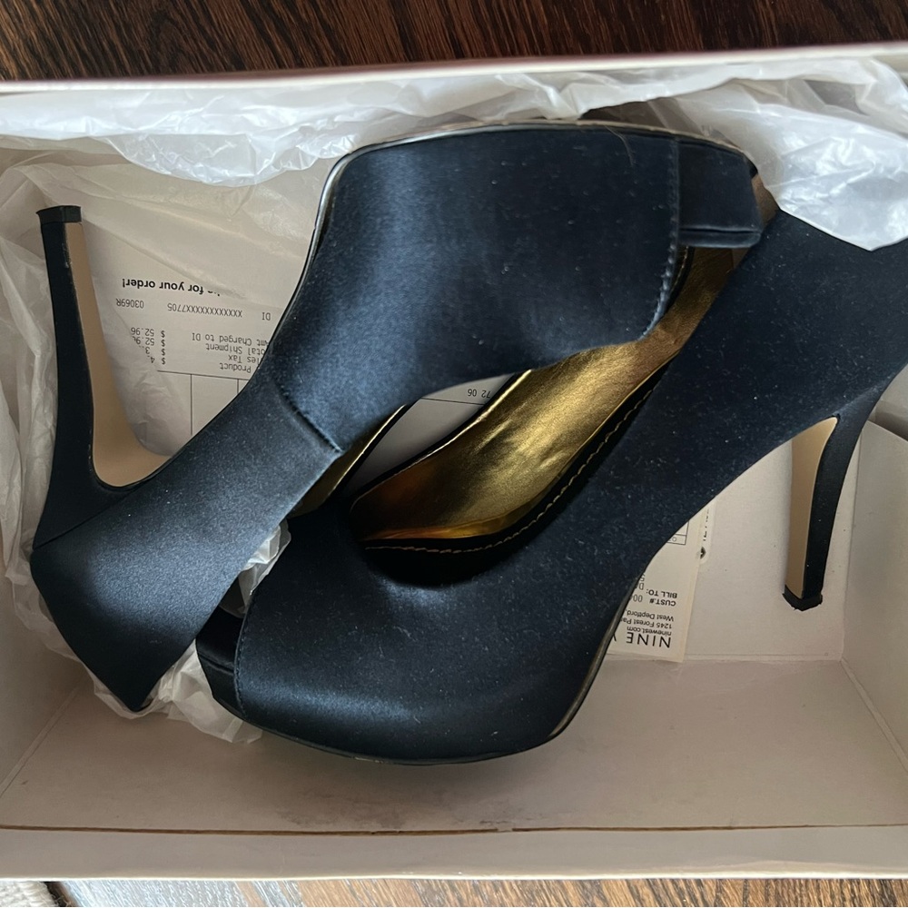 Nine West Black Peep-Toe Stiletto Heels